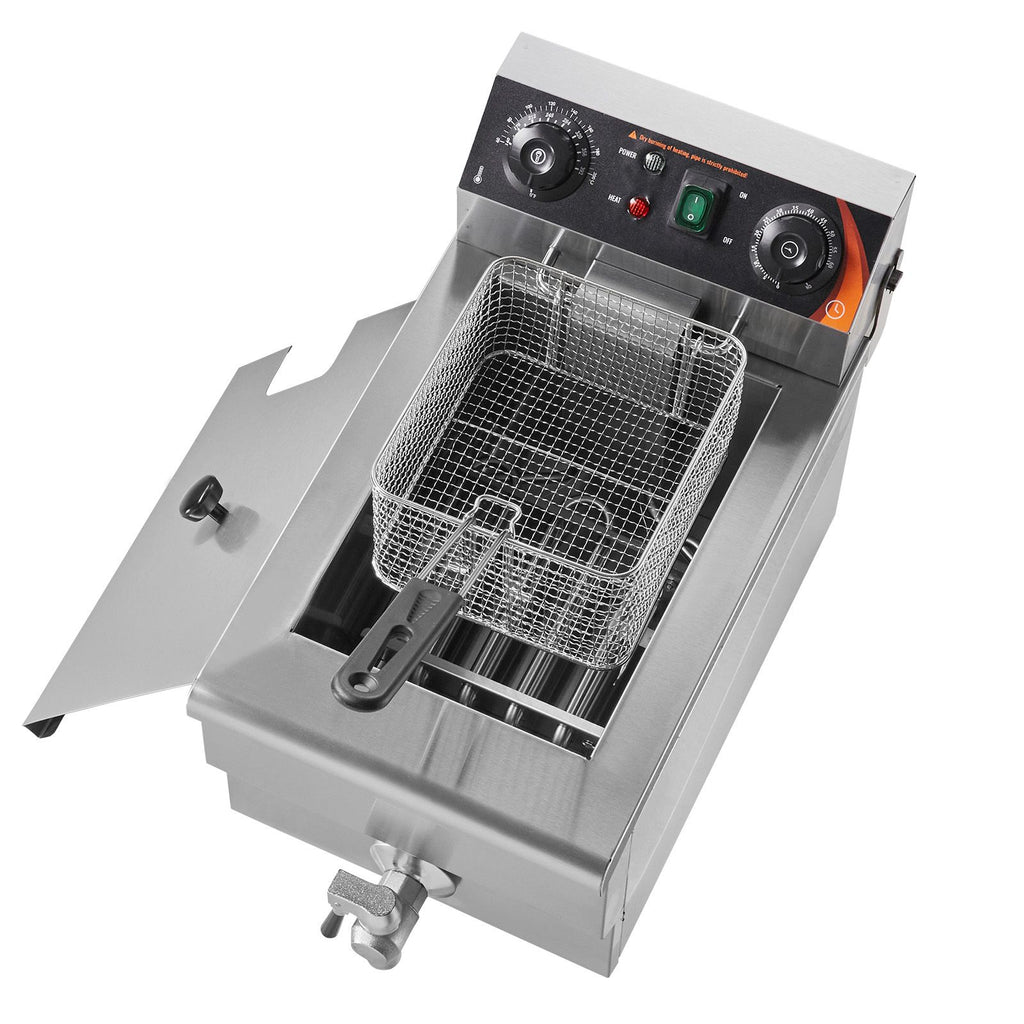 Commercial Electric Countertop Deep Fryer with Timer and Temperature Control