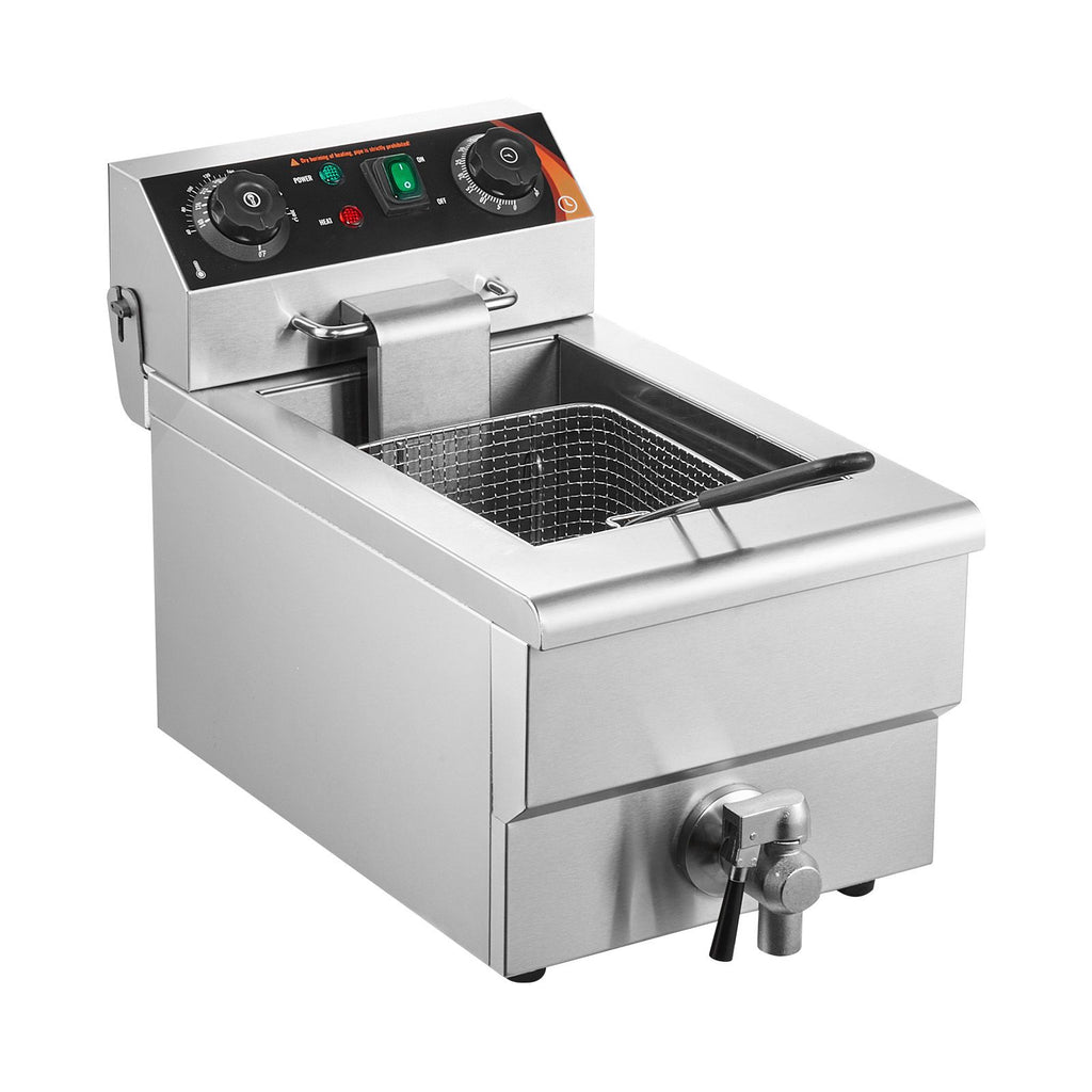 Commercial Electric Countertop Deep Fryer with Timer and Temperature Control