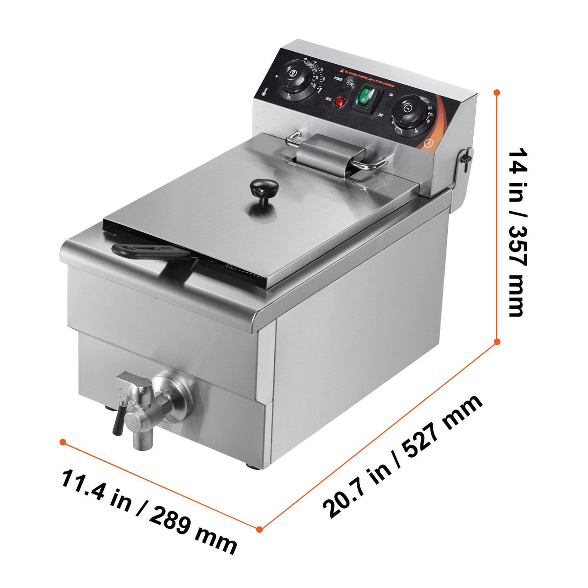 Commercial Electric Countertop Deep Fryer with Timer and Temperature Control