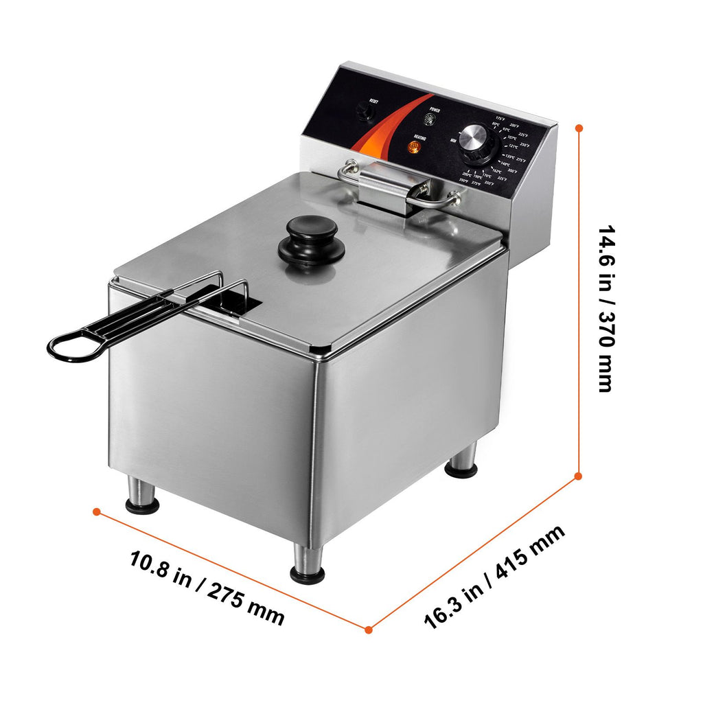 Commercial Deep Fryer, 1750W Electric Countertop Fryer with Basket & Height-Adjustable, 12Qt /