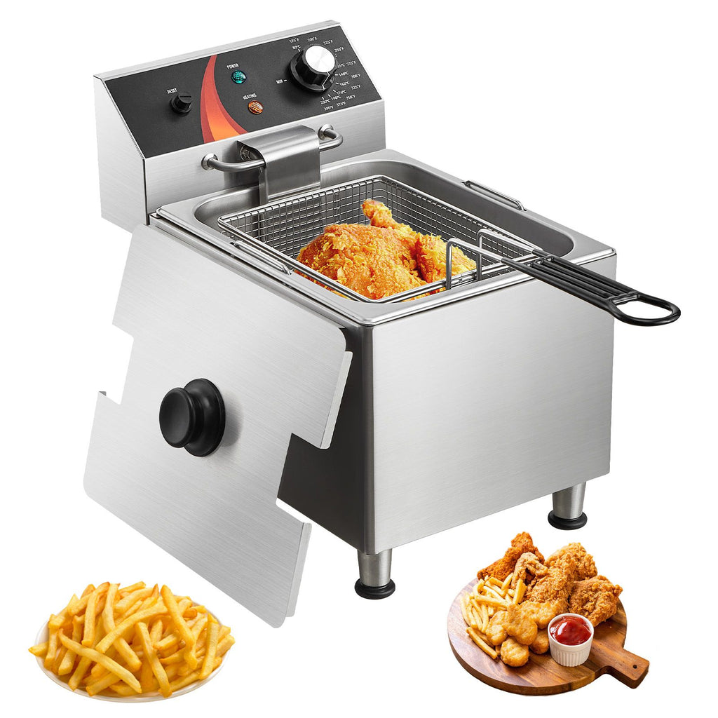 Commercial Deep Fryer, 1750W Electric Countertop Fryer with Basket & Height-Adjustable, 12Qt /
