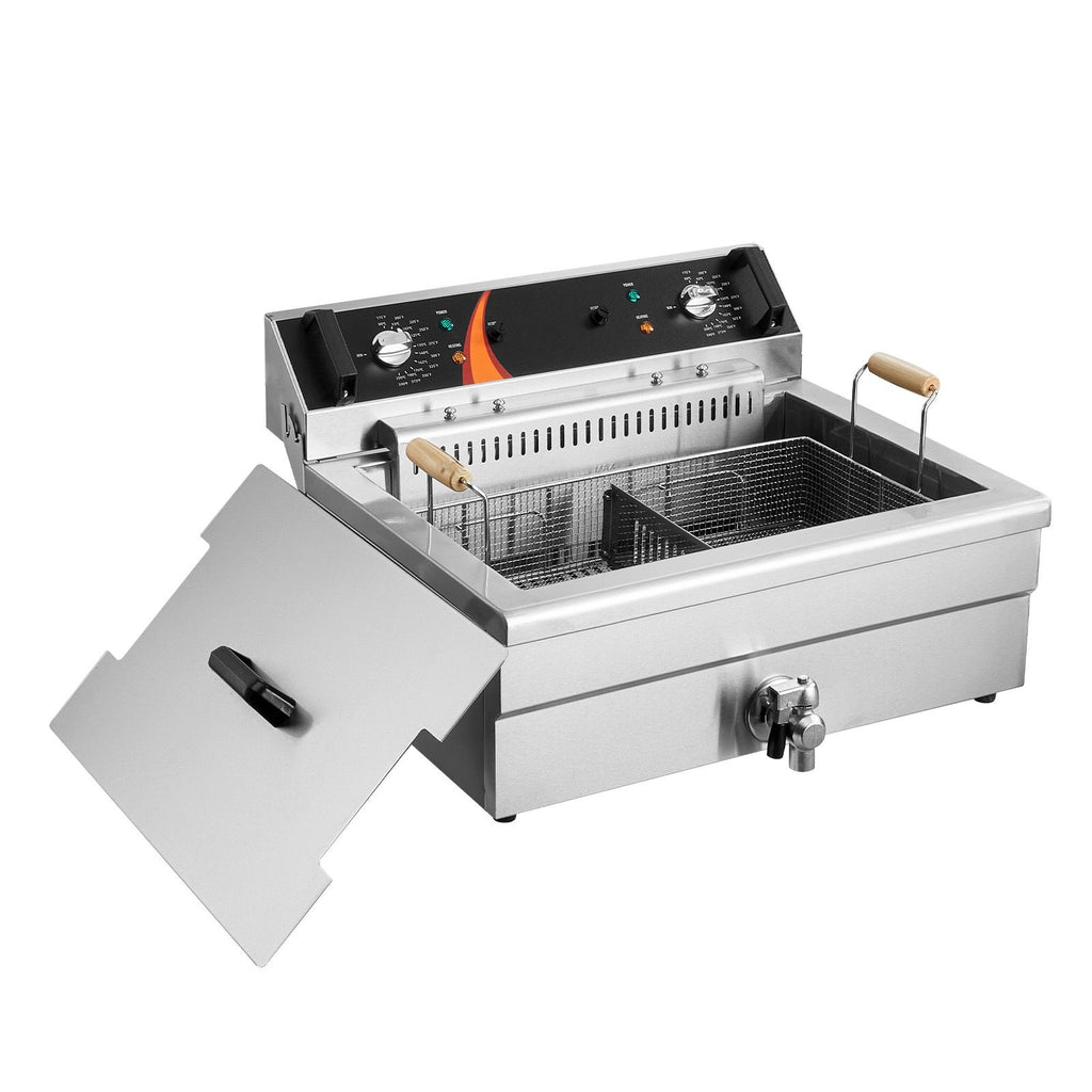 Commercial Countertop Deep Fryer with Basket and Drain