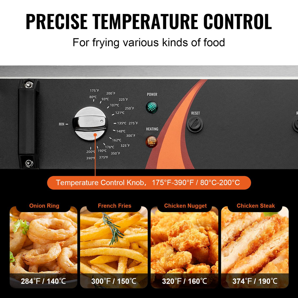 Commercial Countertop Deep Fryer with Basket and Drain