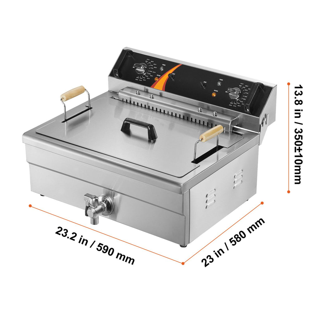 Commercial Countertop Deep Fryer with Basket and Drain