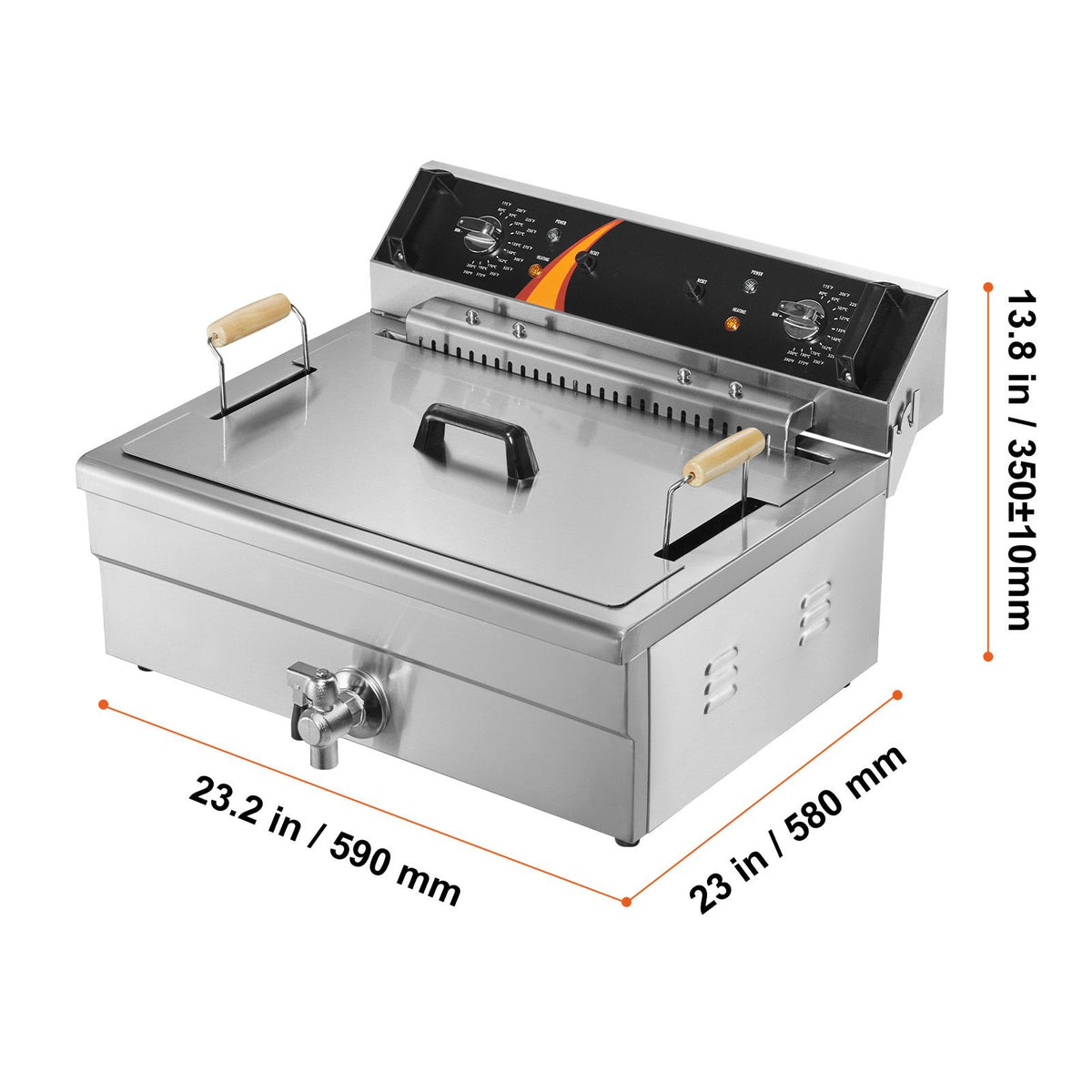 Commercial Countertop Deep Fryer with Basket and Drain