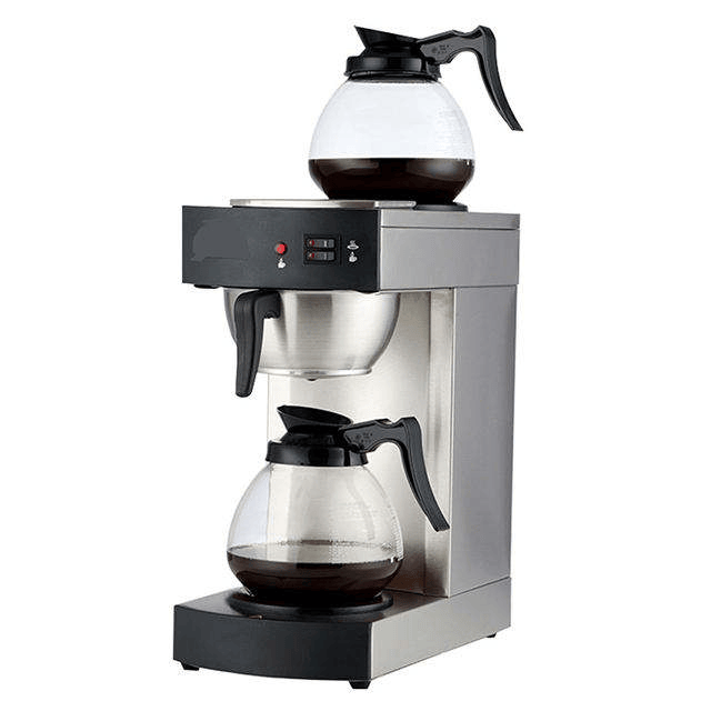 Commercial Drip Coffee Brewer with Glass Pots and Thermal Trays