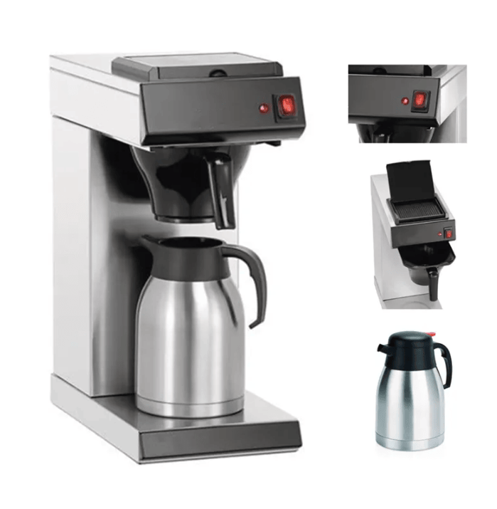 Commercial Drip Coffee Brewer with Glass Pots and Thermal Trays