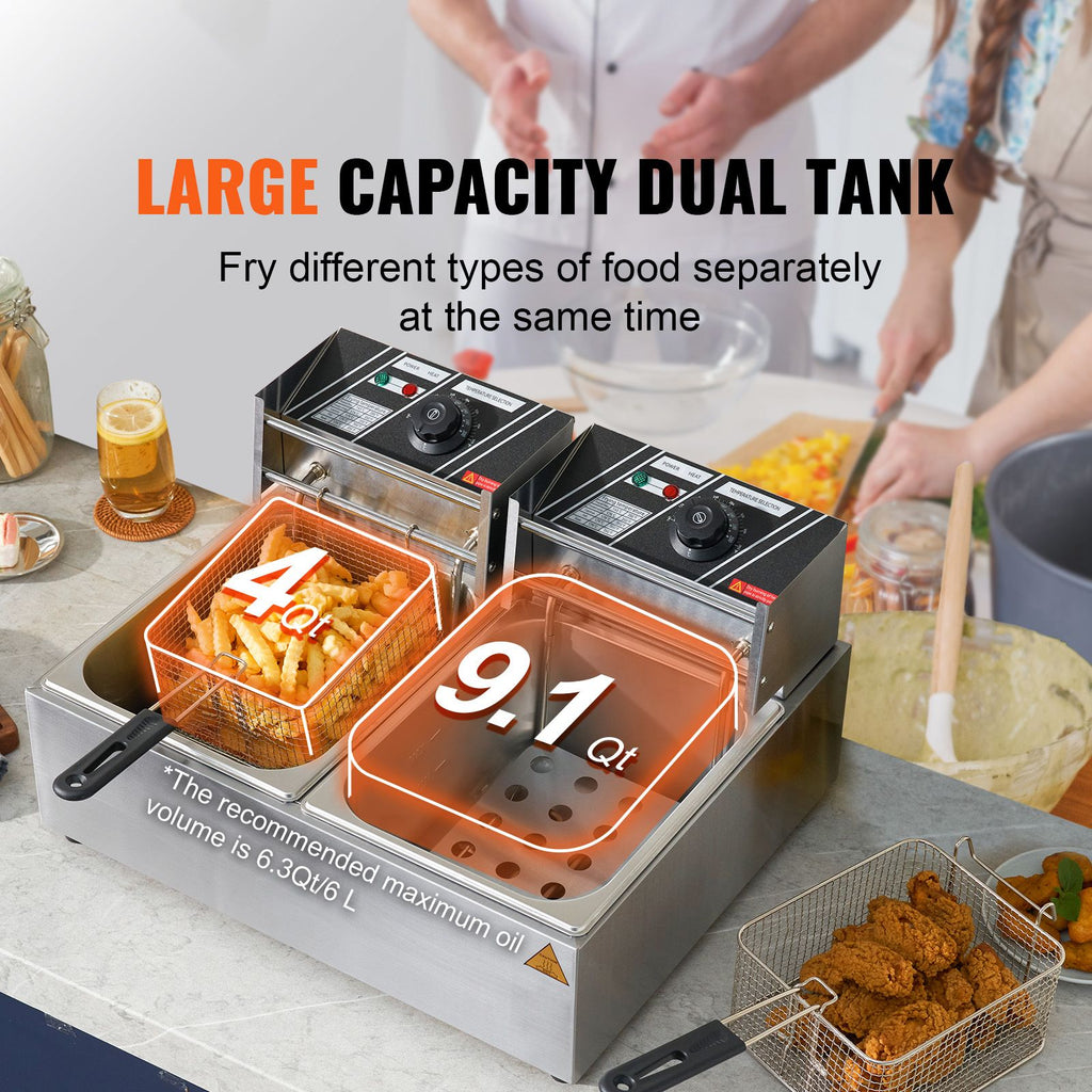 Dual Tank Commercial Electric Deep Fryer – Separate Oil Tanks for Distinct Flavors