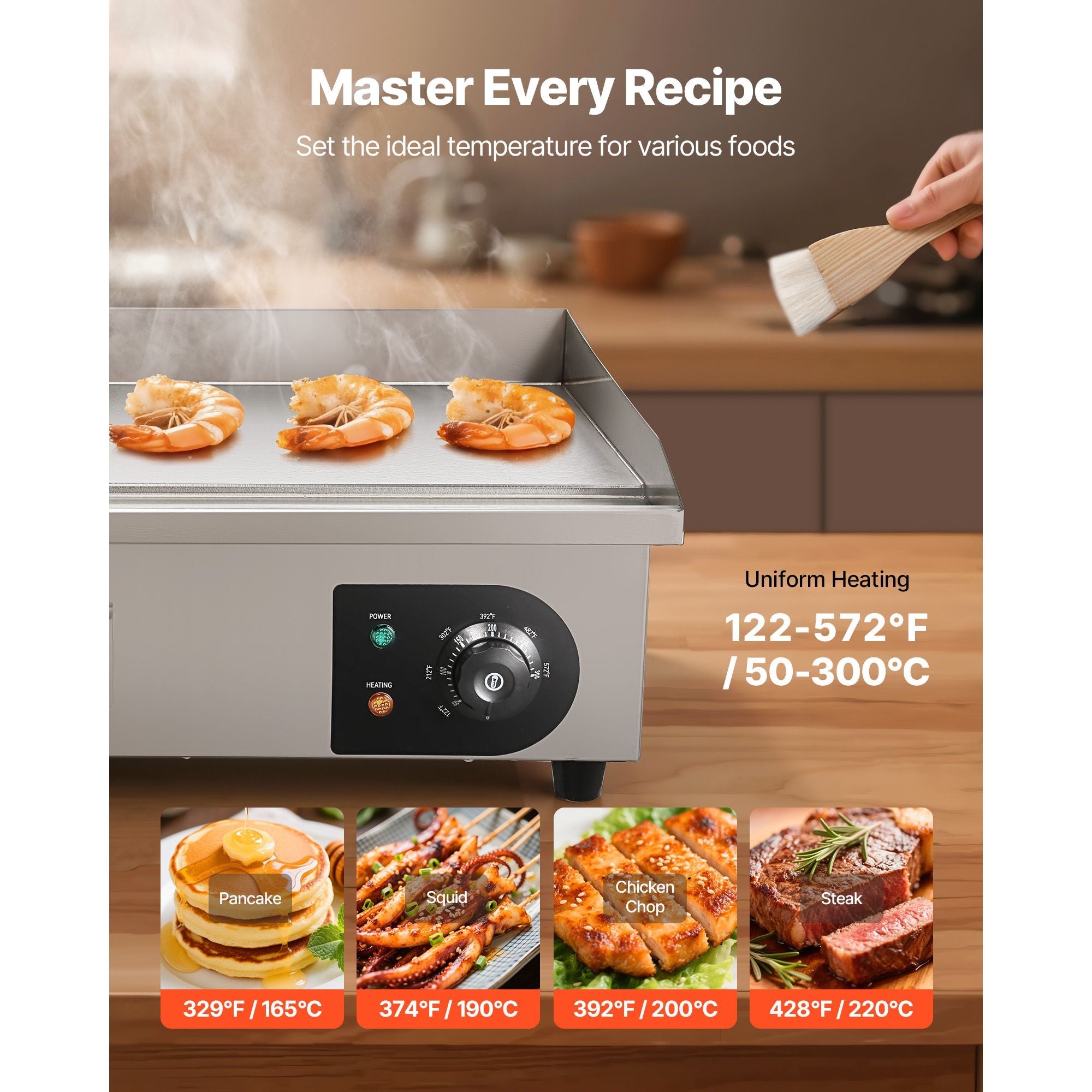 Commercial Electric Griddle with Adjustable Temperature Control