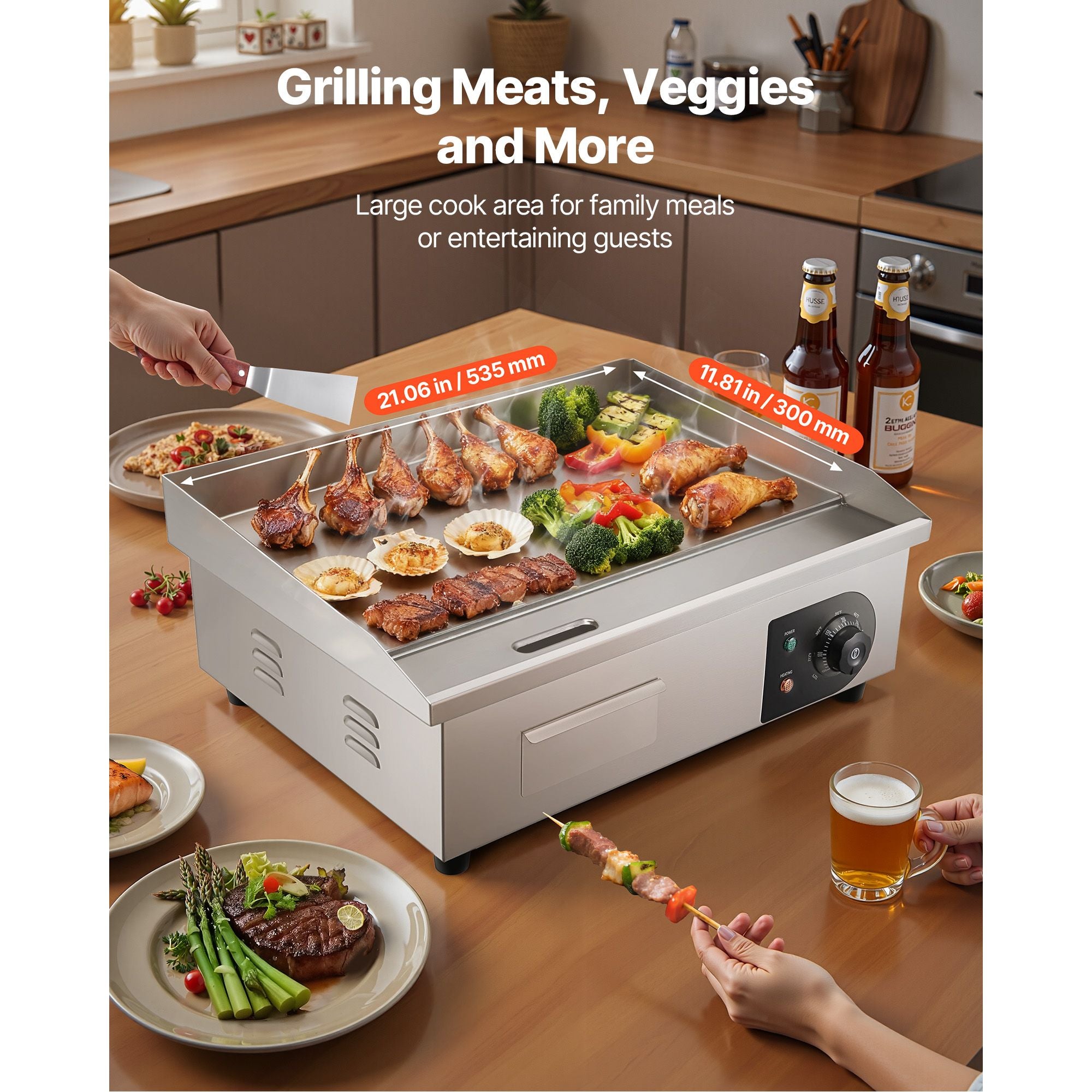 Commercial Electric Griddle with Adjustable Temperature Control