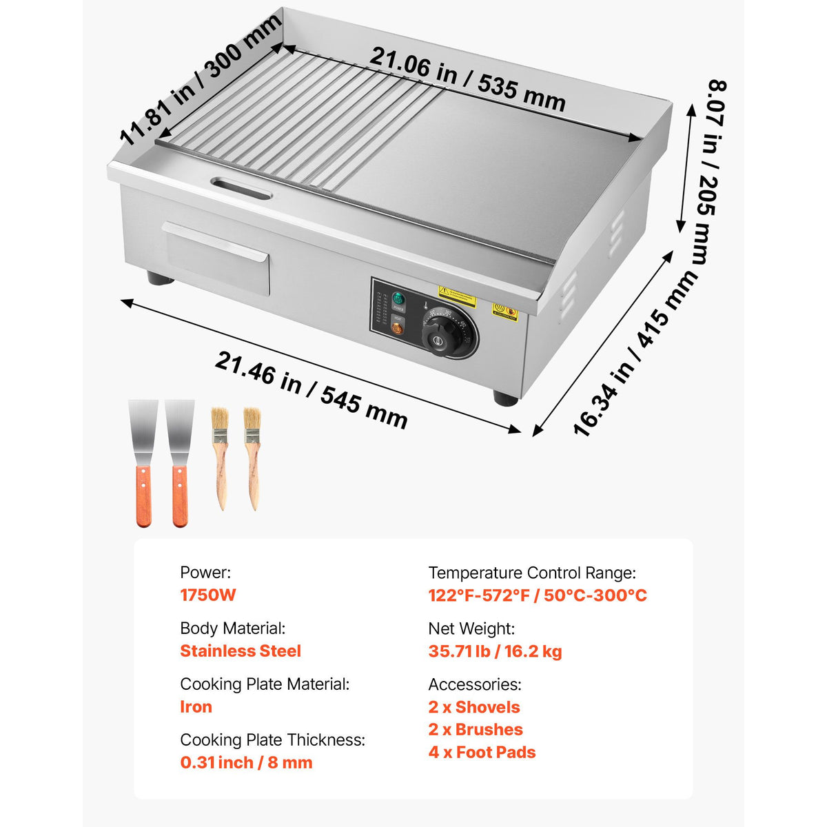 Commercial Electric Griddle with Dual Cooking Zones