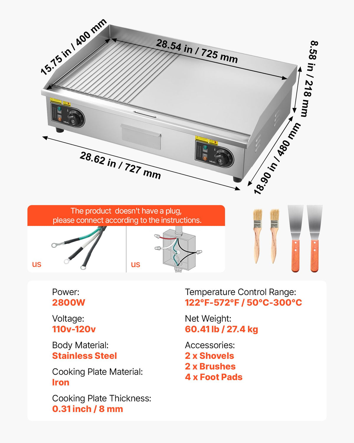 Commercial Electric Griddle with Precise Temperature Control