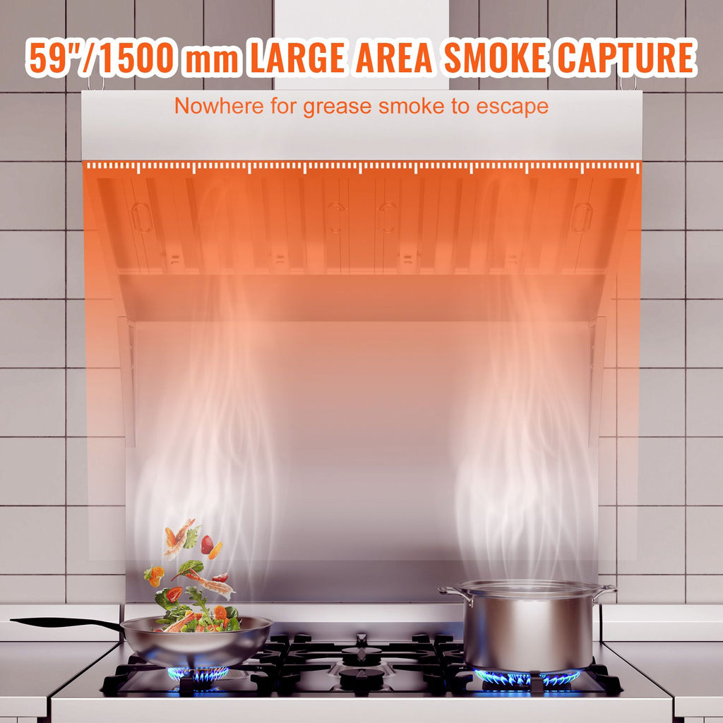 Commercial Exhaust Hood Food Truck Hood with 2 U-Shaped Grid Oil Filter Mesh