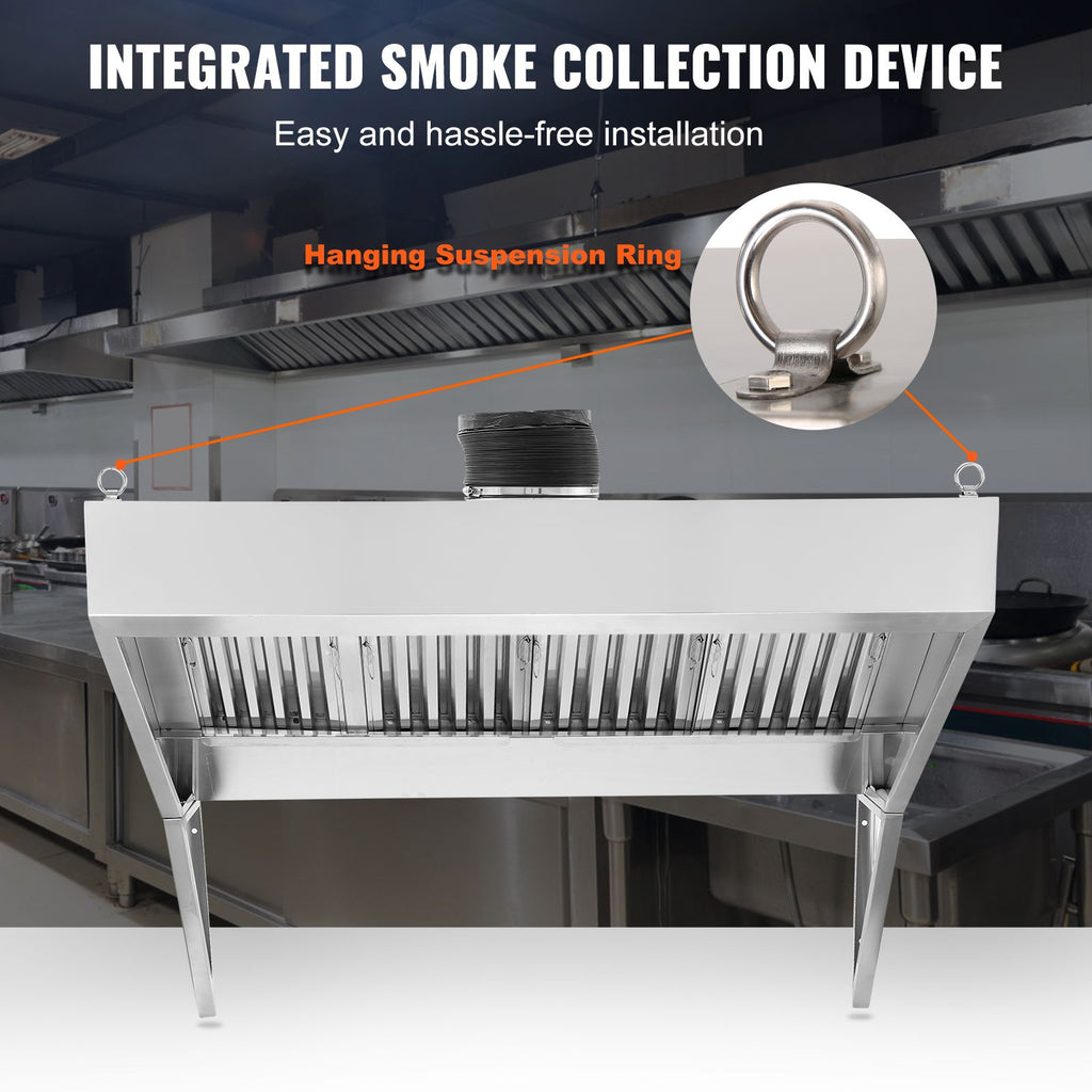 Commercial Exhaust Hood Food Truck Hood with 2 U-Shaped Grid Oil Filter Mesh