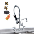Wall-Mount Commercial Faucet with Pre-Rinse Sprayer
