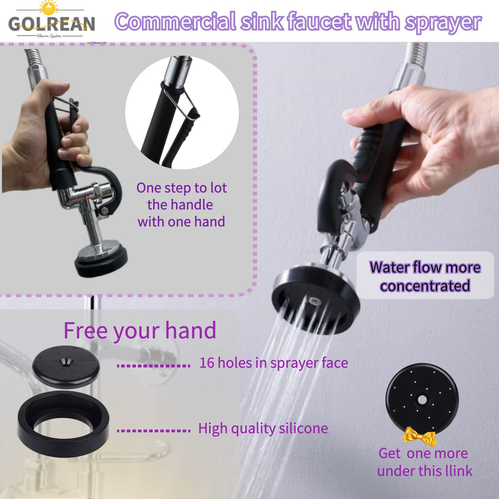 Wall-Mount Commercial Faucet with Pre-Rinse Sprayer
