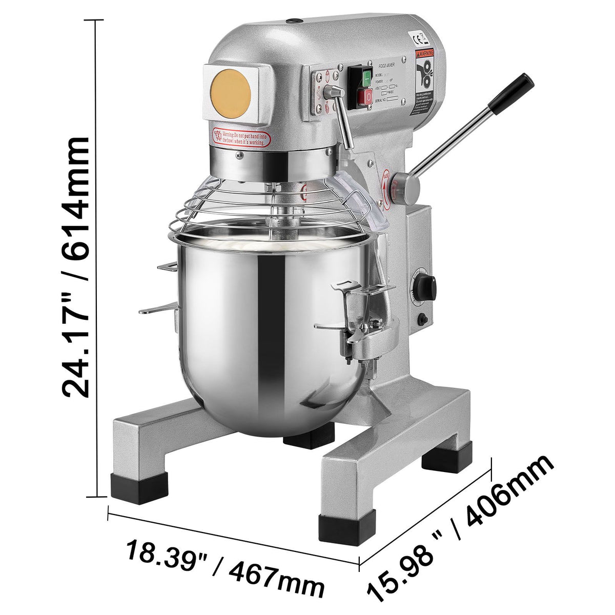 Commercial Stand Mixer with Timer and Three Attachments