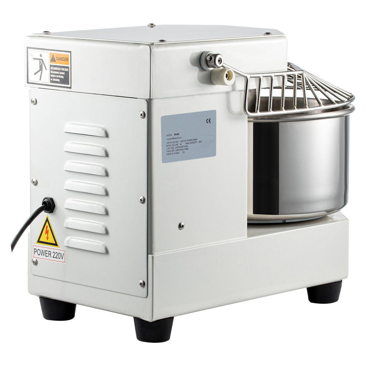 Commercial Food Mixer, 7.3Qt Capacity, 450W Dual Rotating Dough Kneading Machine with