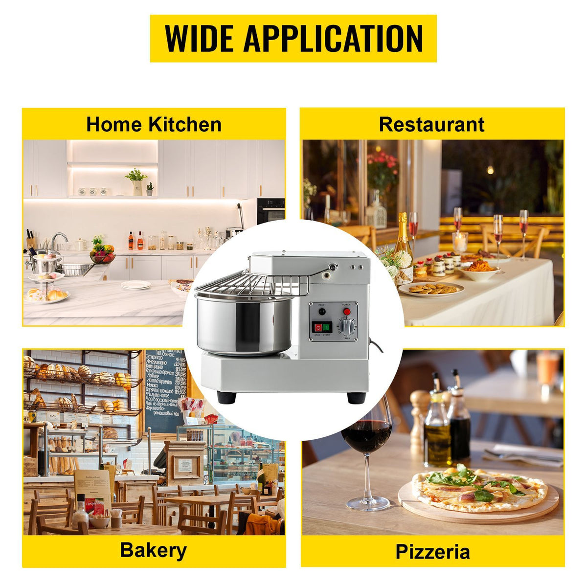 Commercial Food Mixer, 7.3Qt Capacity, 450W Dual Rotating Dough Kneading Machine with