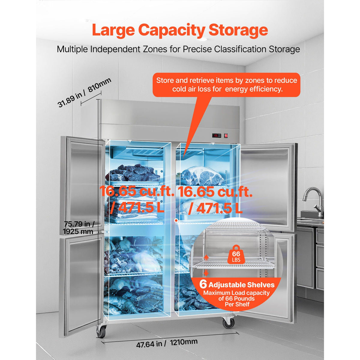 Four-Door Commercial Reach-In Freezer