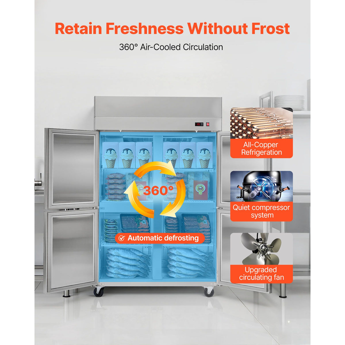 Four-Door Commercial Reach-In Freezer