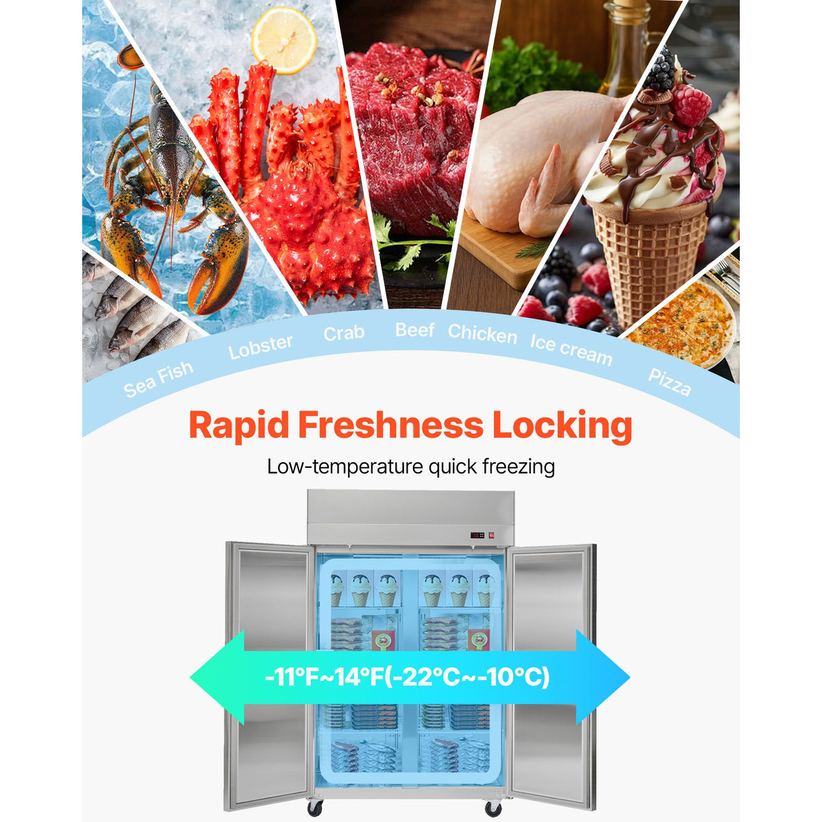 Four-Door Commercial Reach-In Freezer
