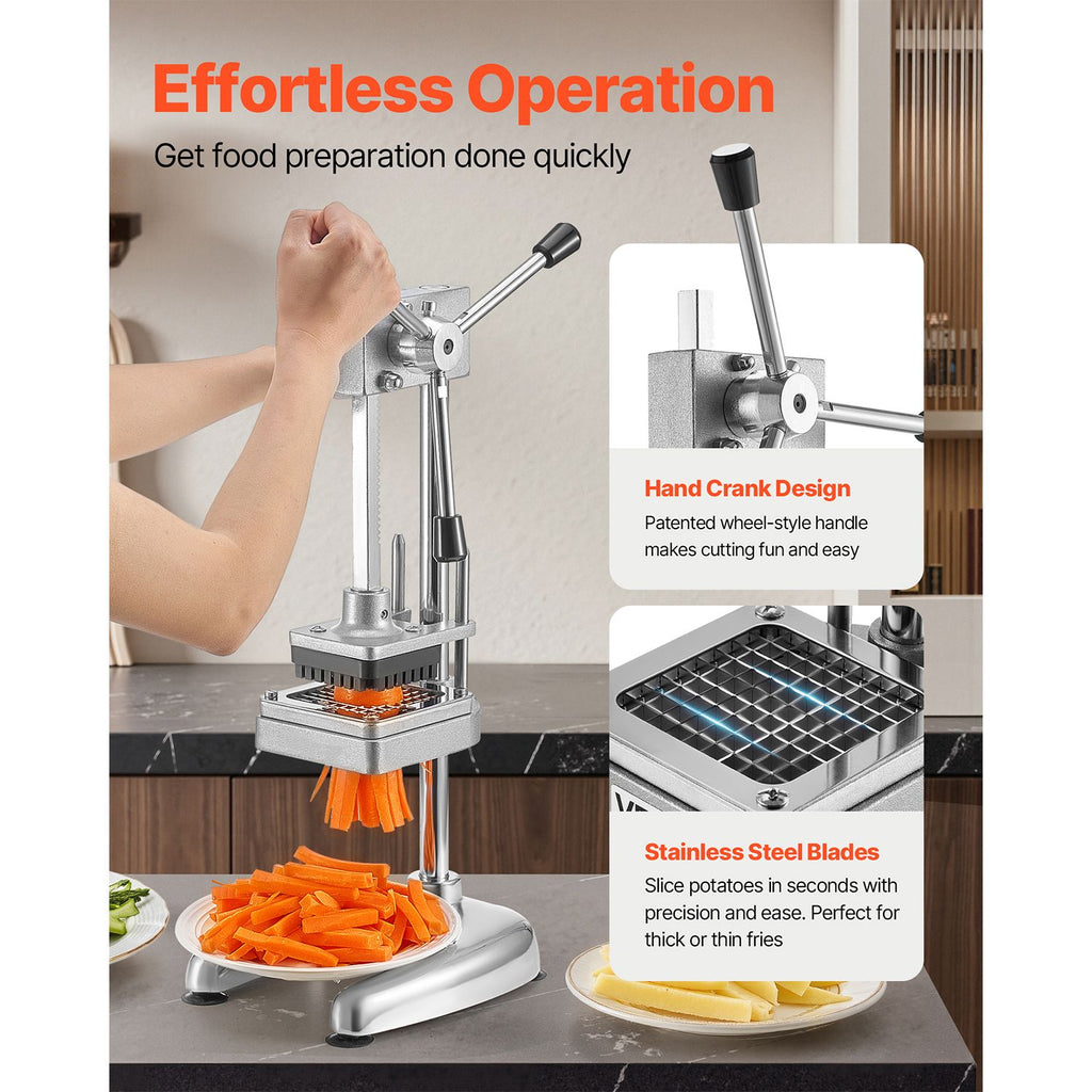 Commercial French Fry Cutter with 3 Stainless Steel Blades – Manual Vegetable Chopper
