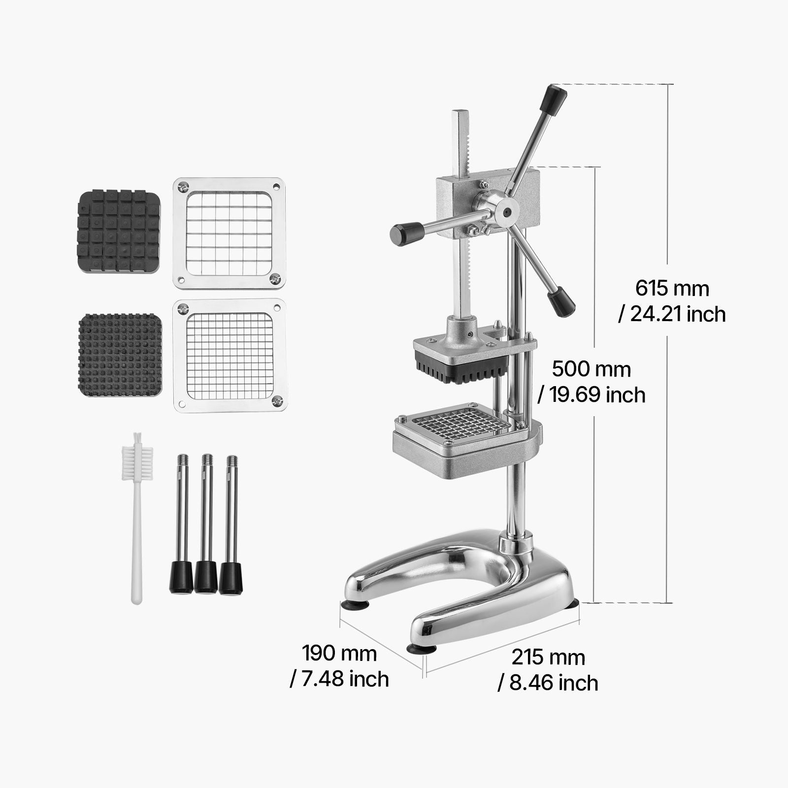 Commercial French Fry Cutter with 3 Stainless Steel Blades – Manual Vegetable Chopper
