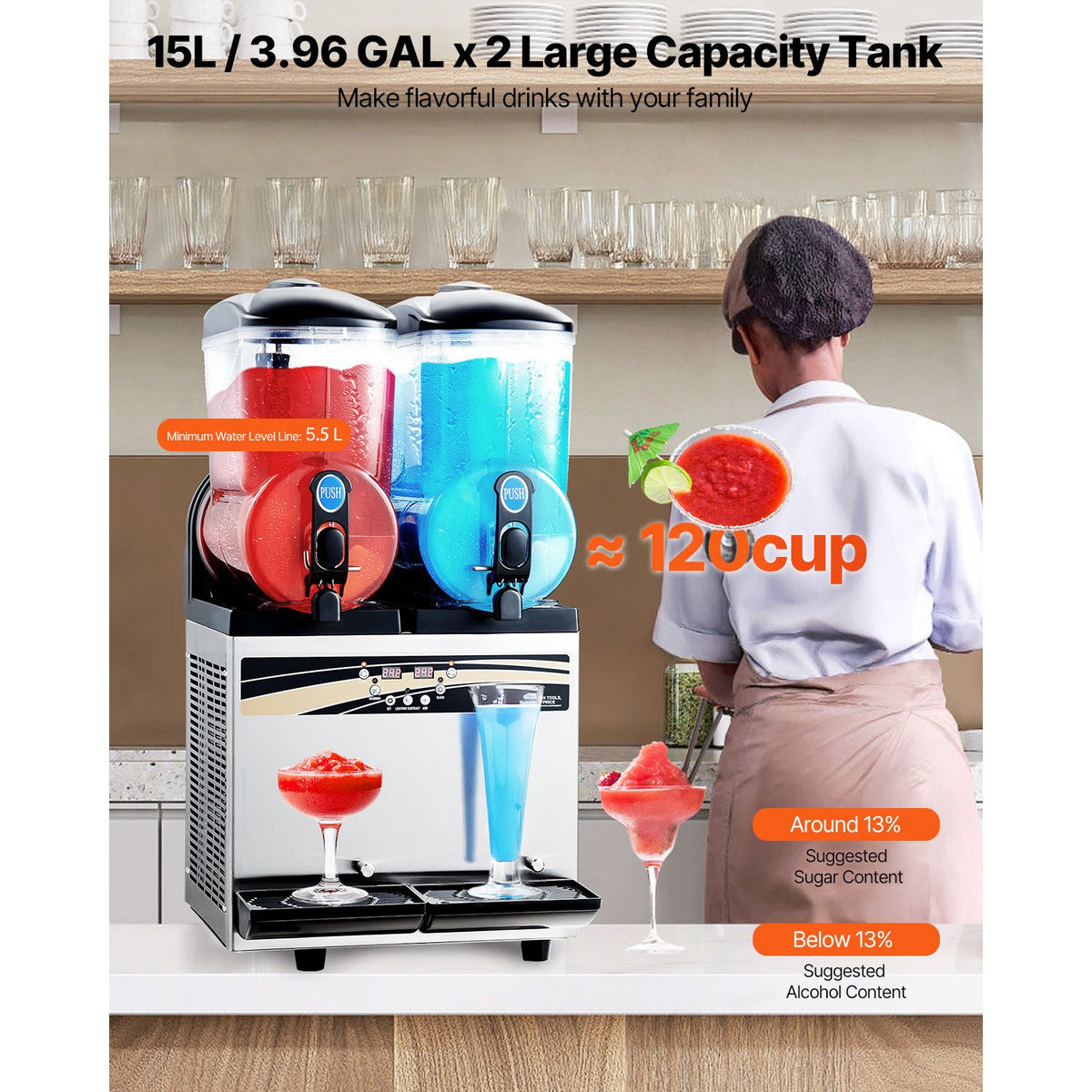 Dual-Tank Commercial Frozen Drink Maker