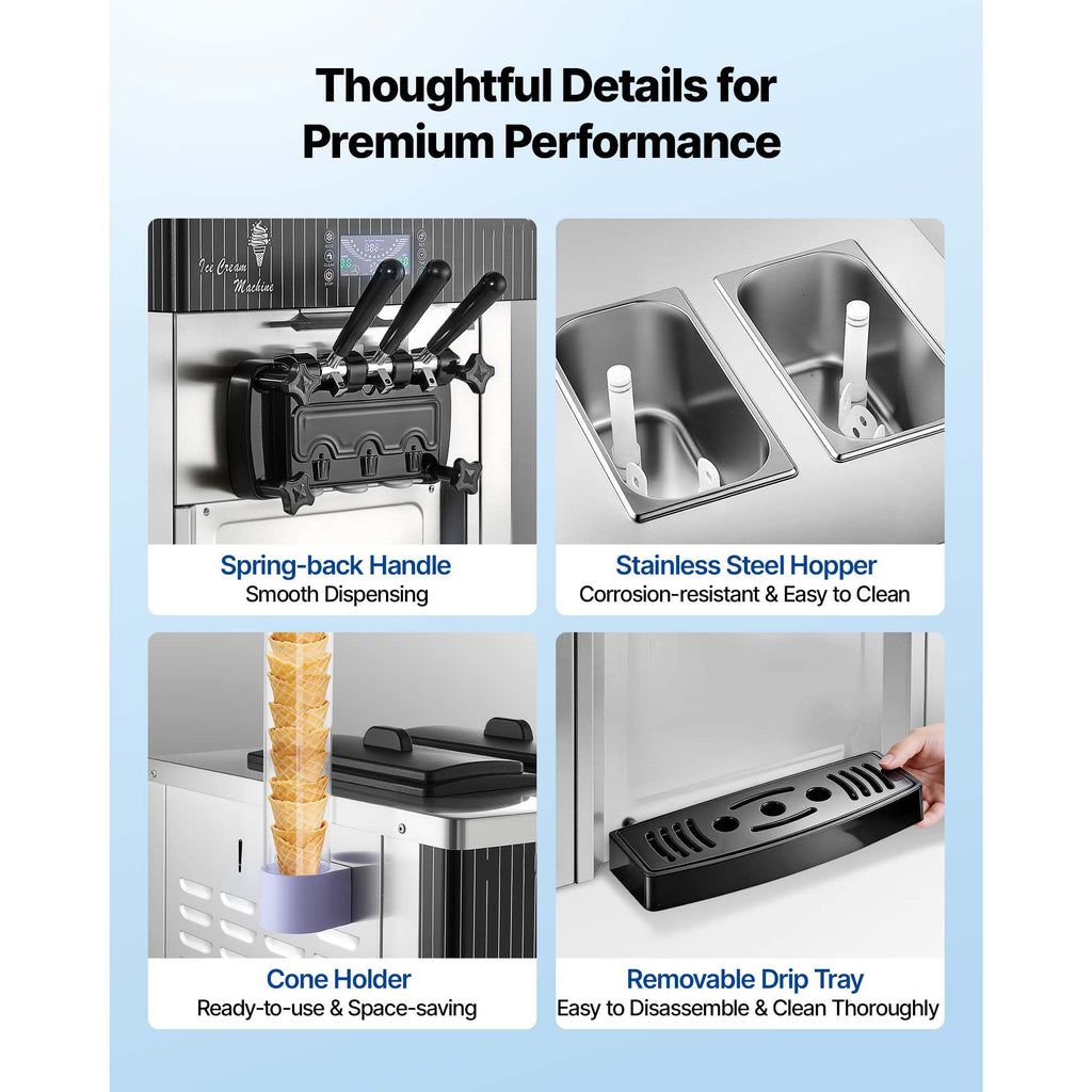 Commercial Three-Flavor Countertop Soft-Serve Machine