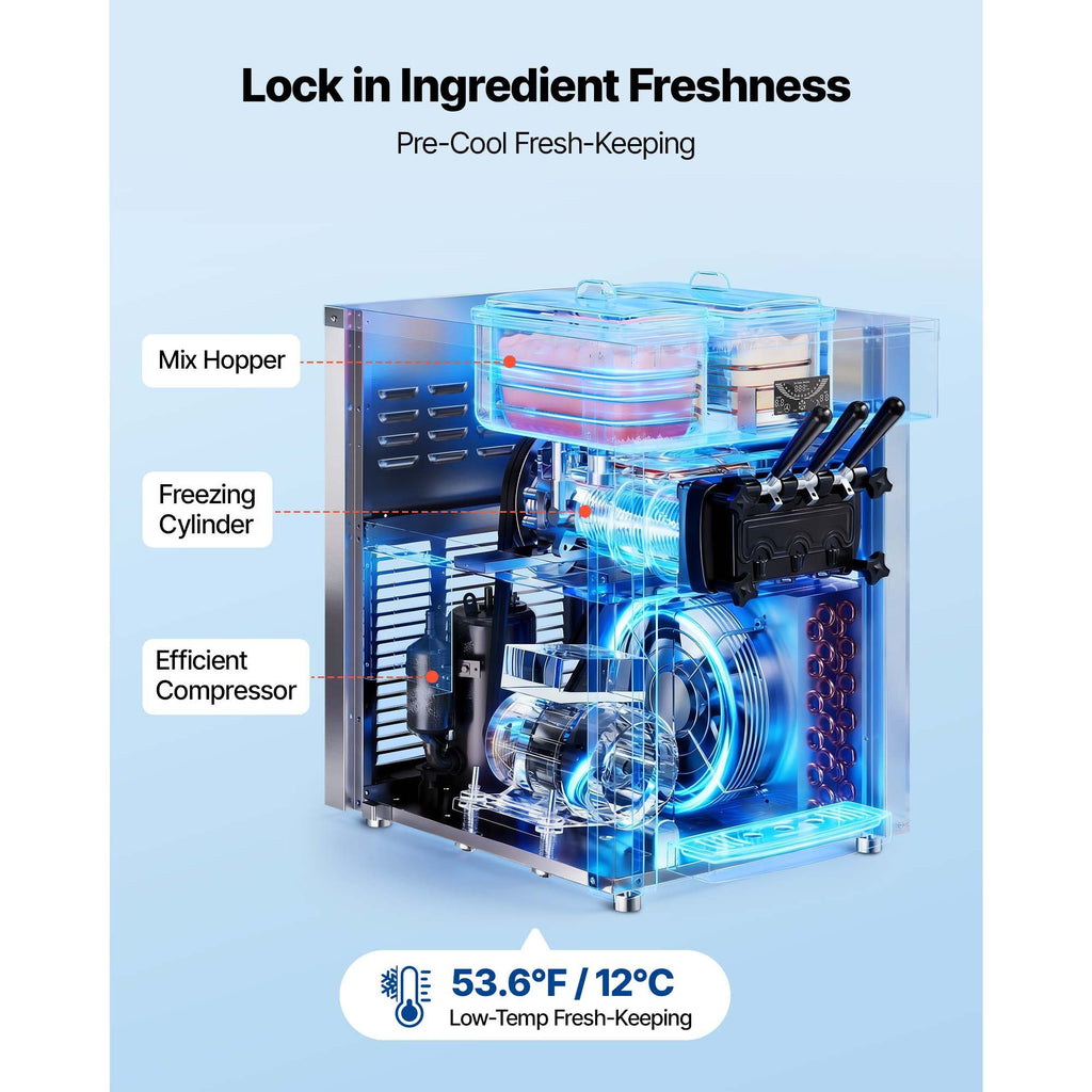 Commercial Three-Flavor Countertop Soft-Serve Machine