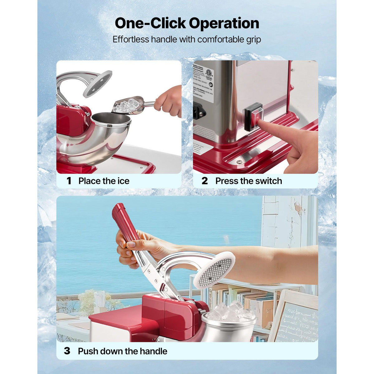 High-Efficiency Commercial Ice Crusher /H – Electric Snow Cone Machine with 350W Motor & 11 Gal Bin