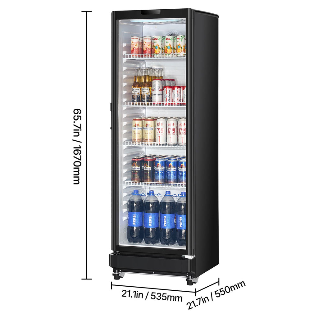 Commercial Merchandiser Refrigerator with Glass Door and LED Lighting