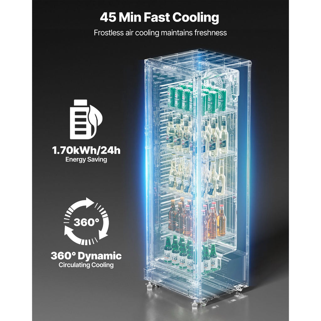 Commercial Merchandiser Refrigerator with Glass Door and LED Lighting