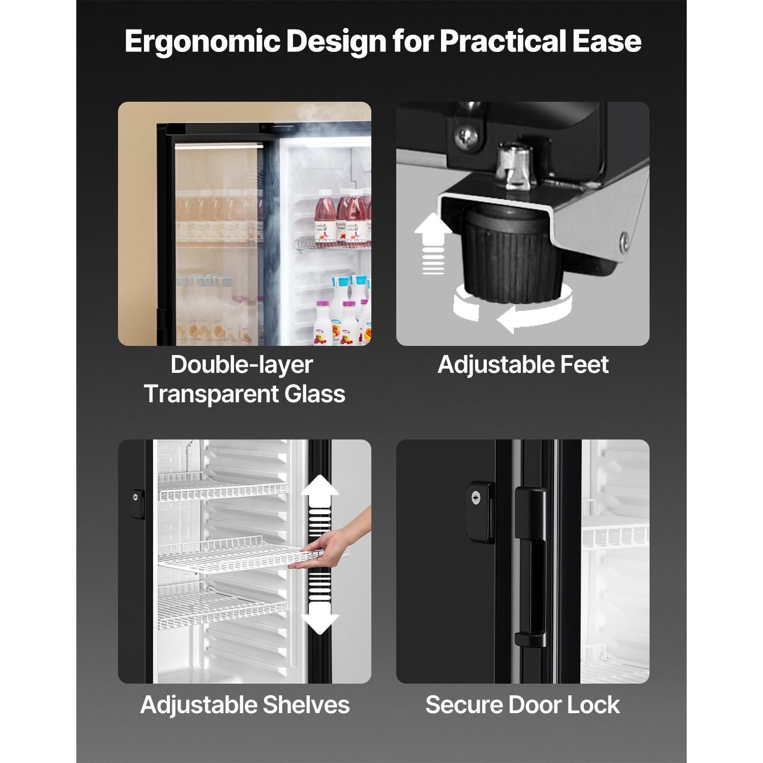 Commercial Merchandiser Refrigerator with Glass Door and LED Lighting