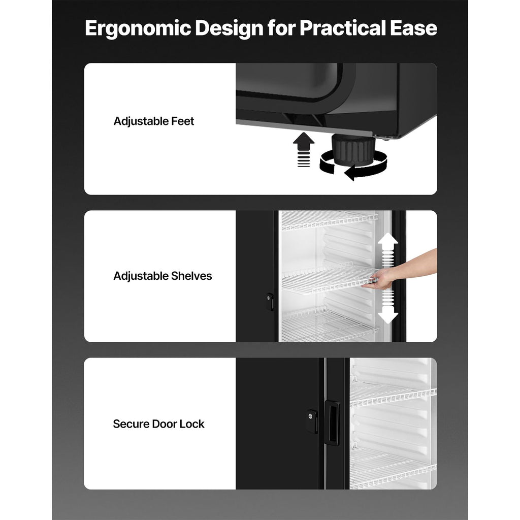 Commercial Merchandiser Refrigerator with Double-Layer Glass Door and LED Lightbox