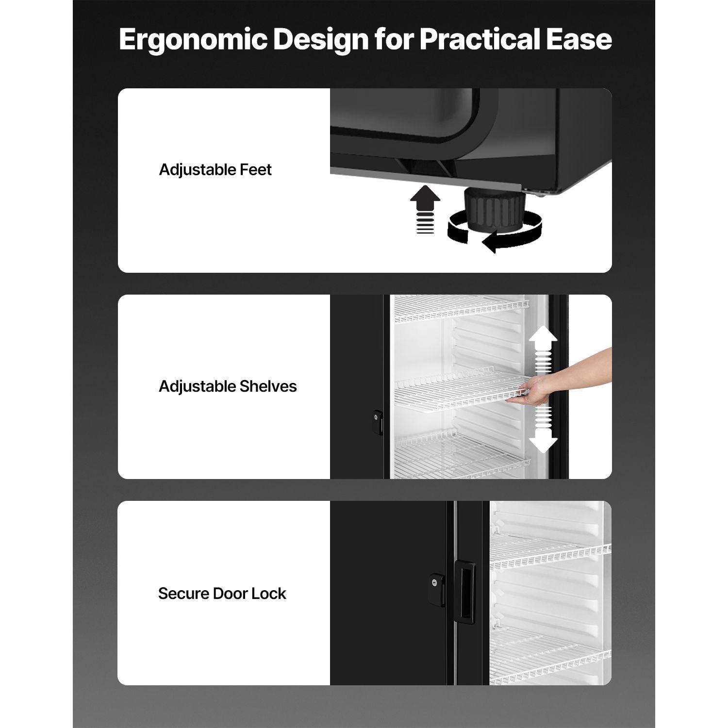 Commercial Merchandiser Refrigerator with Double-Layer Glass Door and LED Lightbox