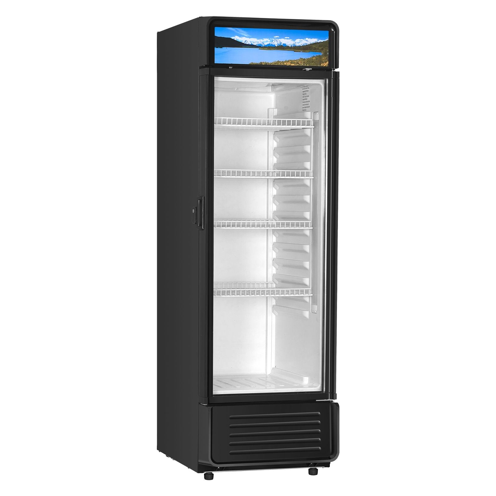 Commercial Merchandiser Refrigerator with Double-Layer Glass Door and LED Lightbox