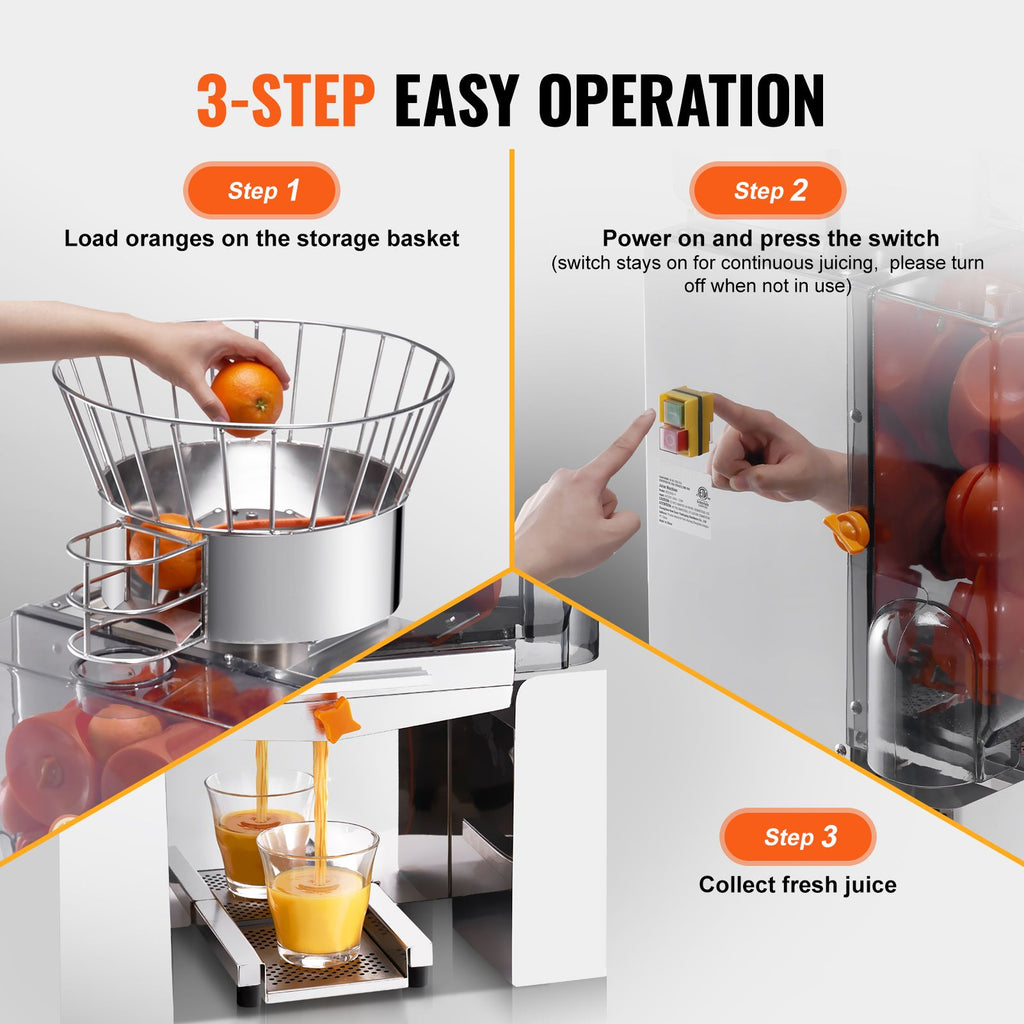 Commercial Orange Juicer Machine, 120W Automatic Feeding Juice Extractor, Stainless Steel Juice Extr