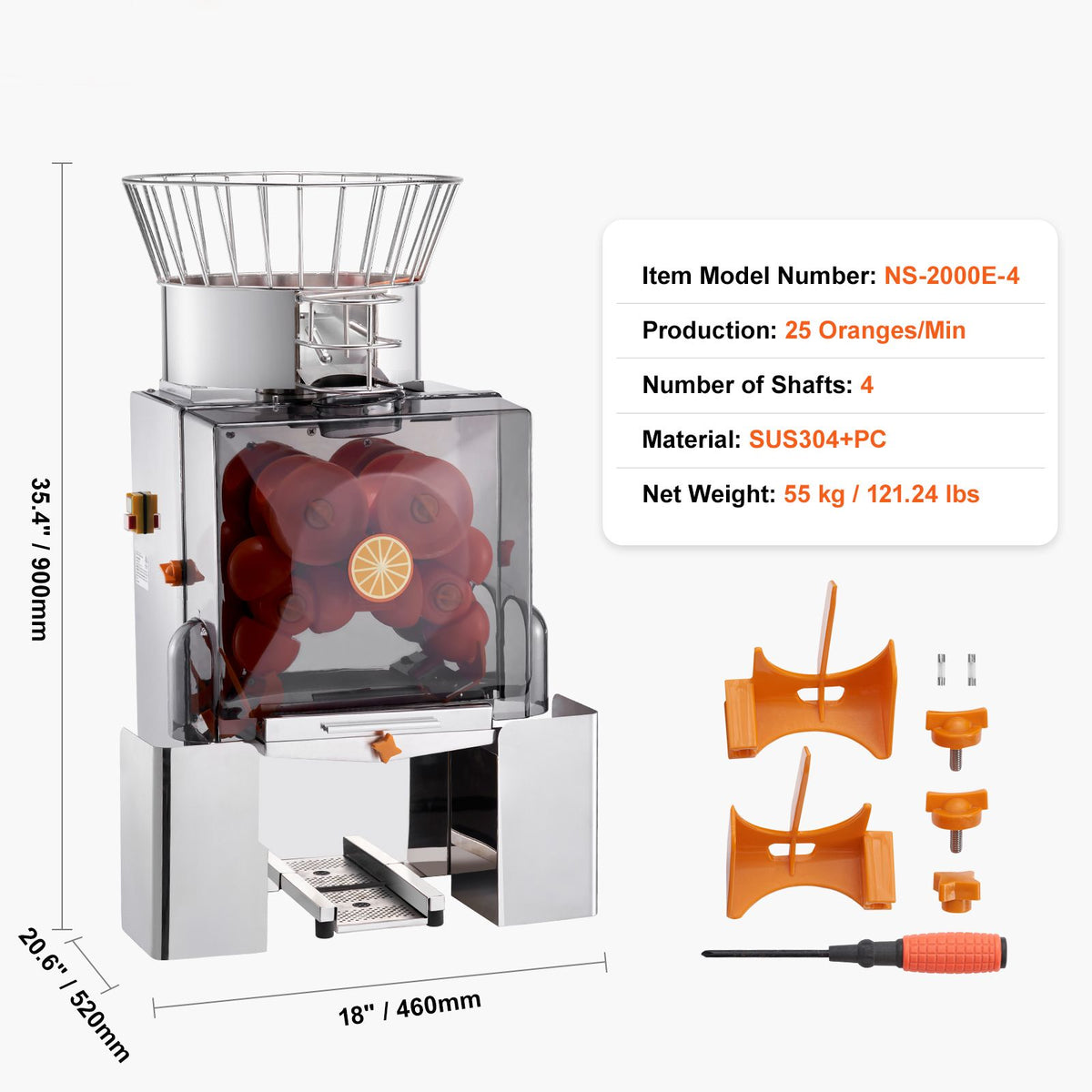 Commercial Orange Juicer Machine, 120W Automatic Feeding Juice Extractor, Stainless Steel Juice Extr