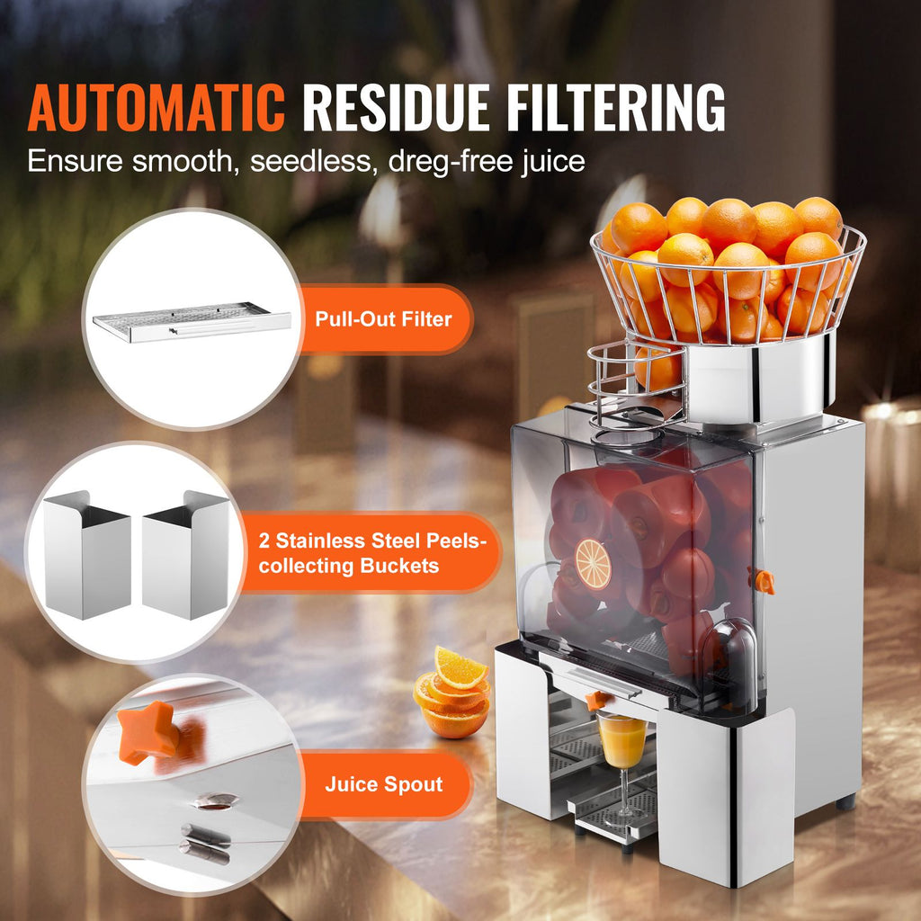 Commercial Orange Juicer Machine, 120W Automatic Feeding Juice Extractor, Stainless Steel Juice Extr