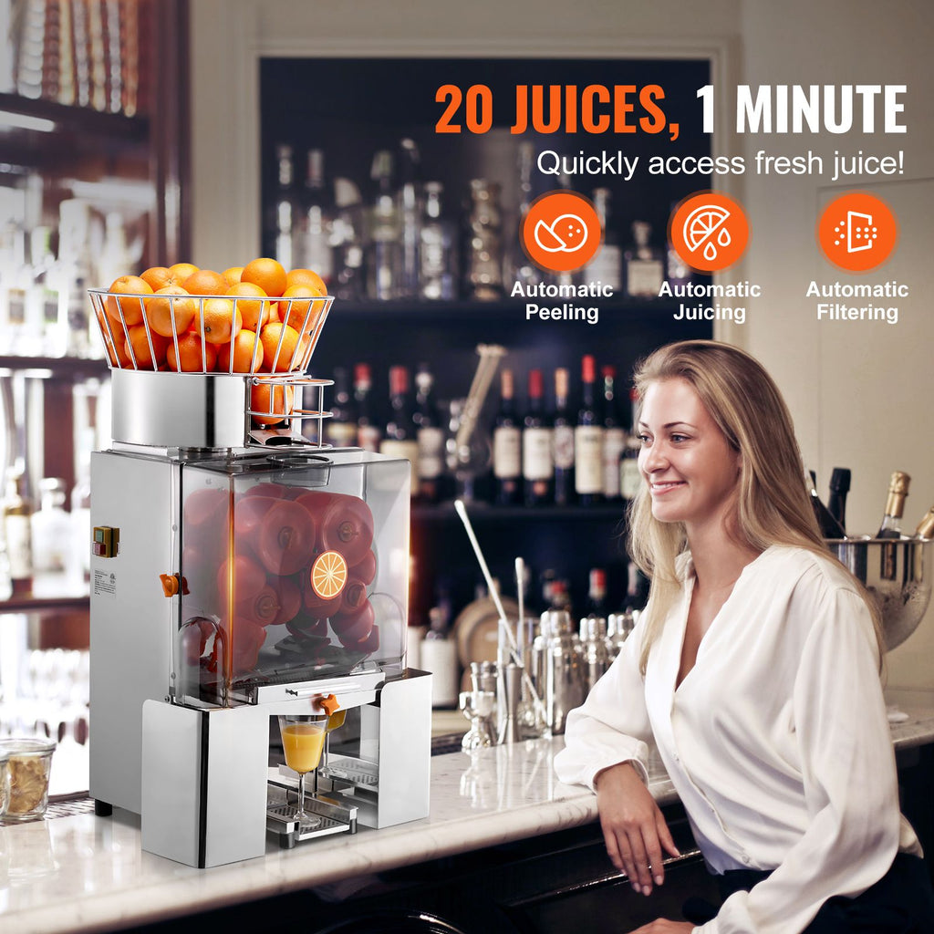 Commercial Orange Juicer Machine, 120W Automatic Feeding Juice Extractor, Stainless Steel Juice Extr