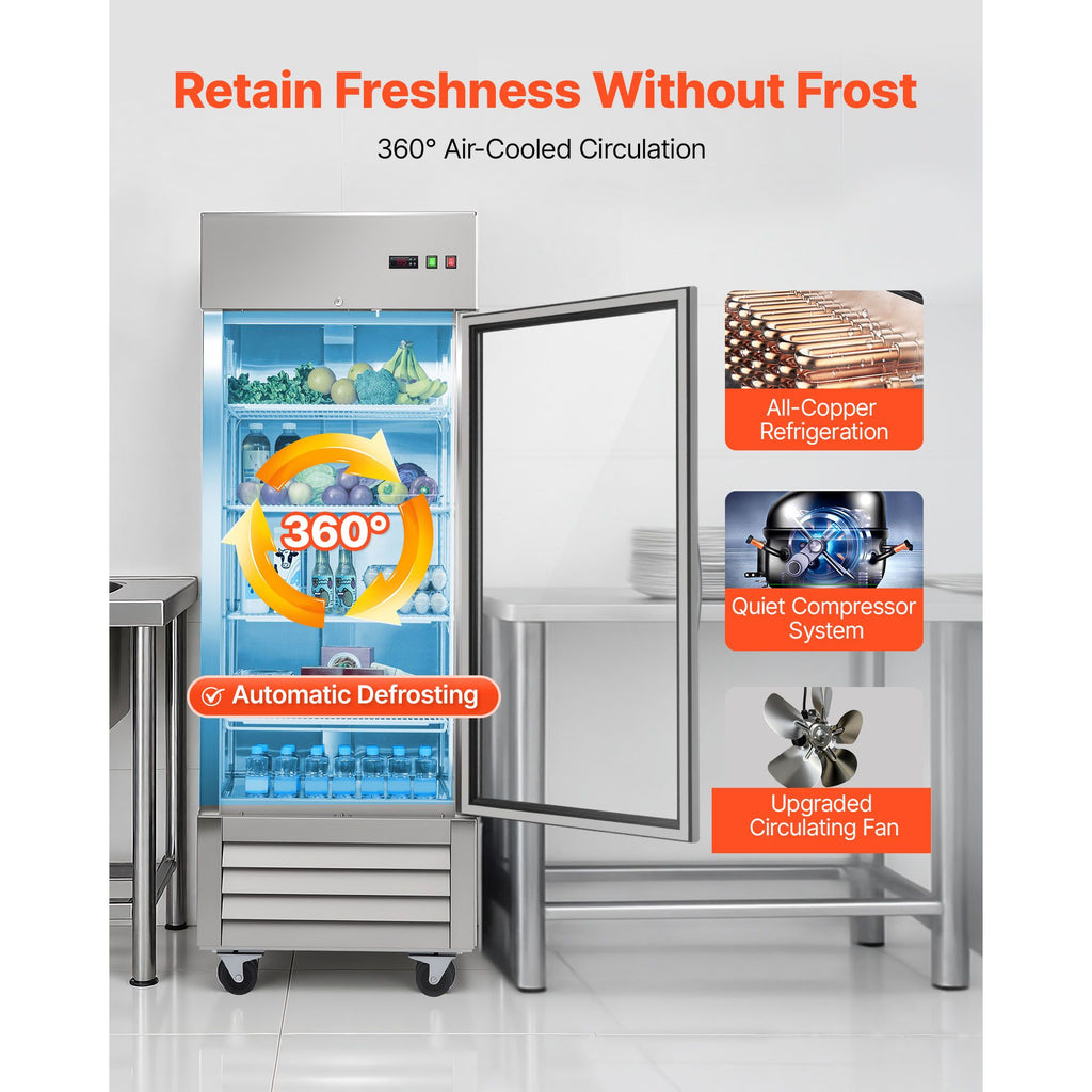 Commercial Glass-Door Refrigerator with Digital Control