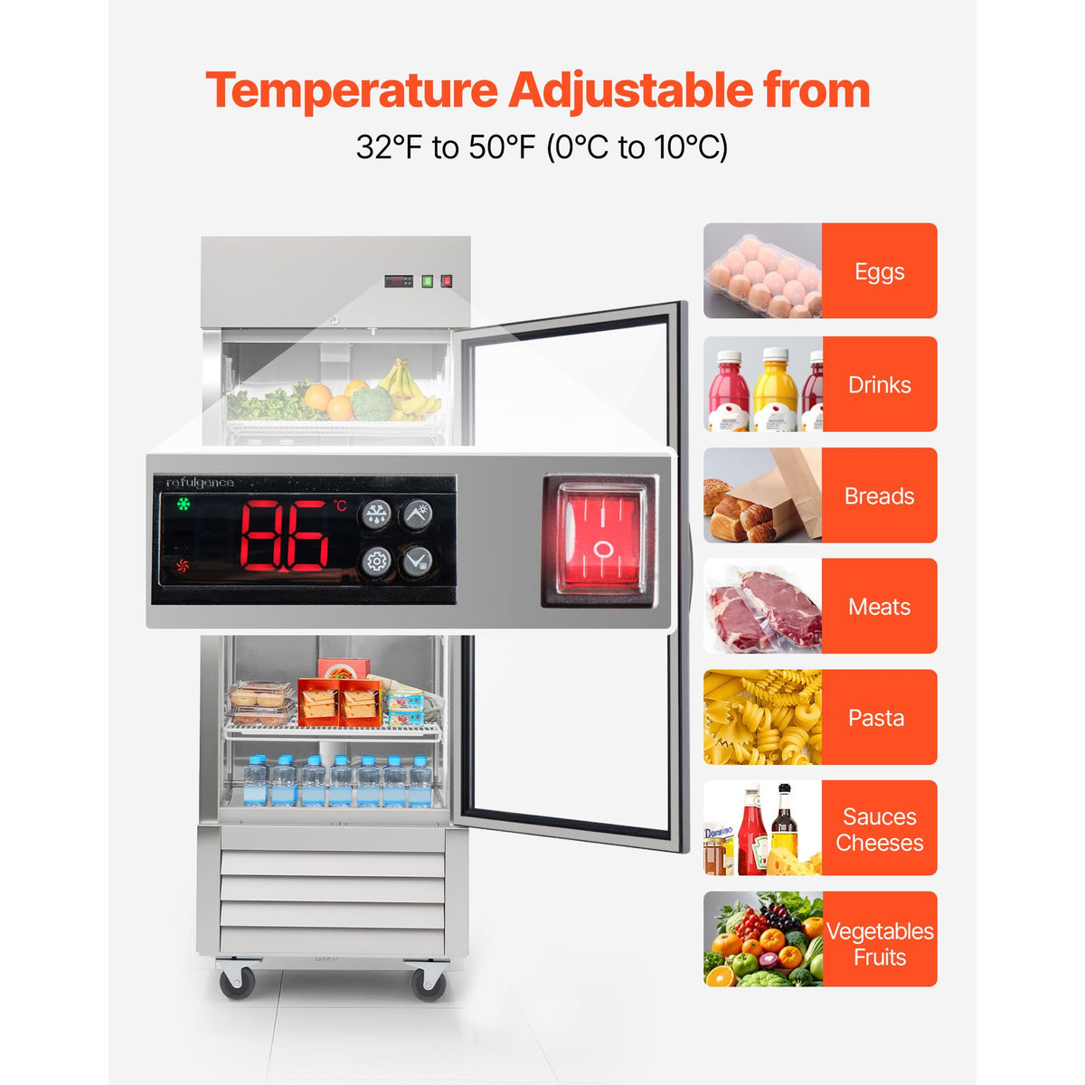 Commercial Glass-Door Refrigerator with Digital Control
