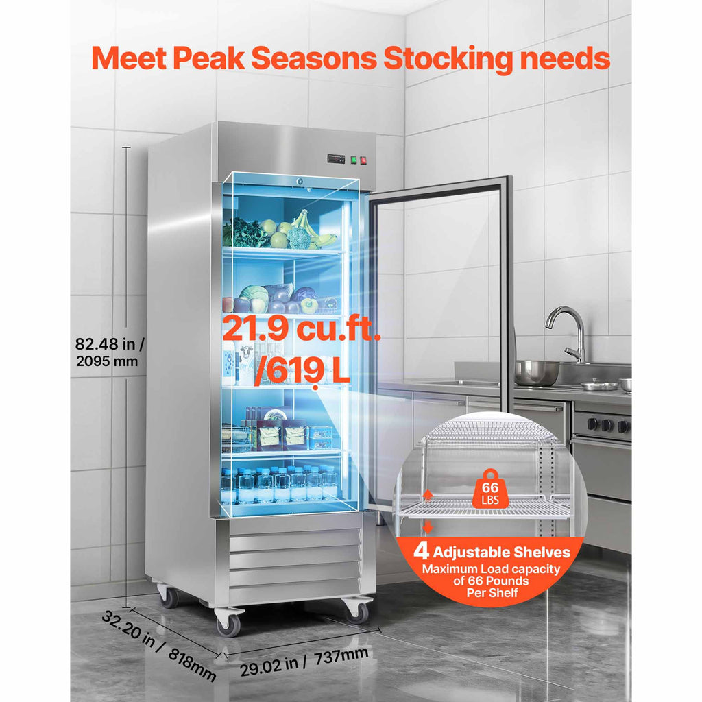Commercial Glass-Door Refrigerator with Digital Control
