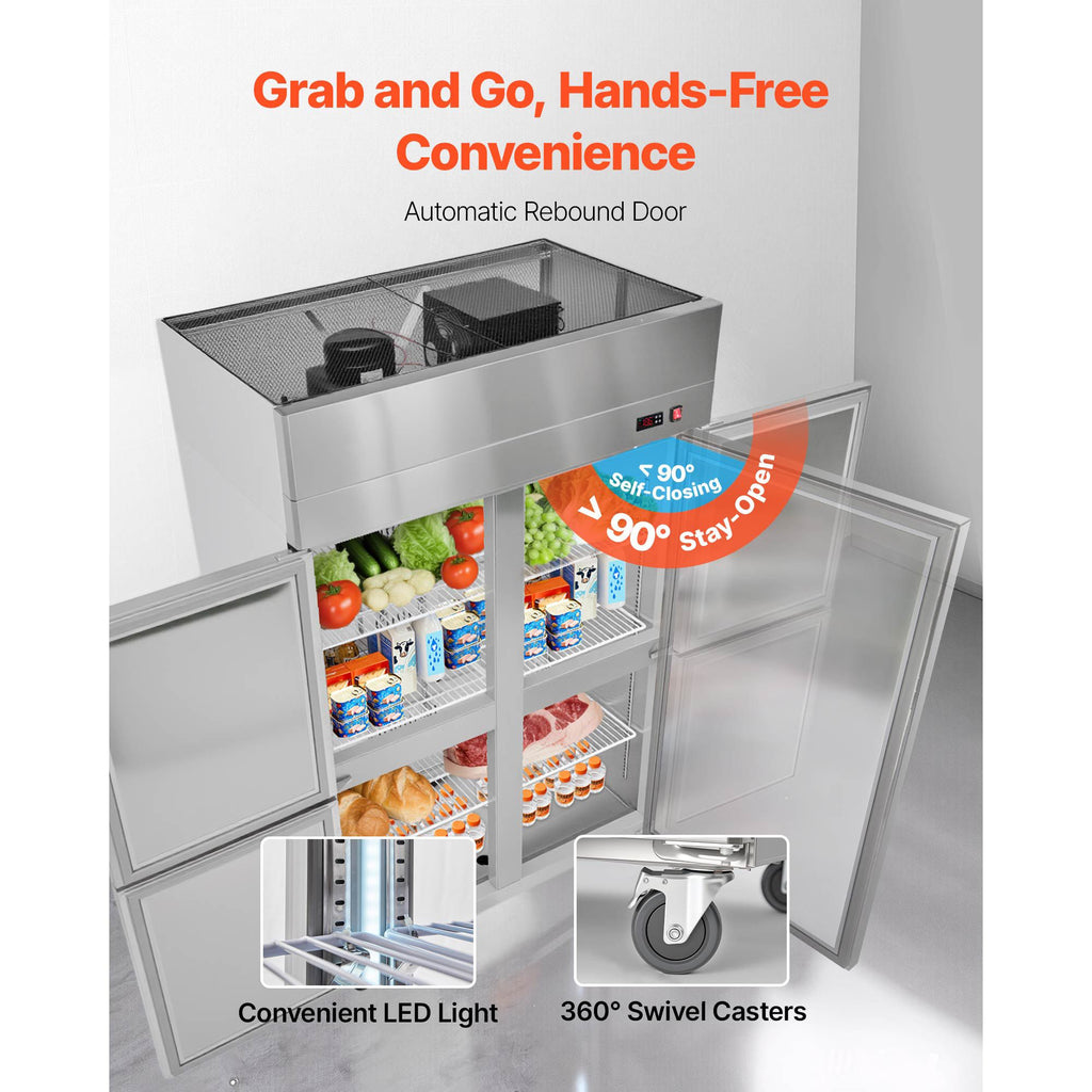 Commercial Reach-In Refrigerator with Frost-Free Auto-Defrost and Digital Temperature Control