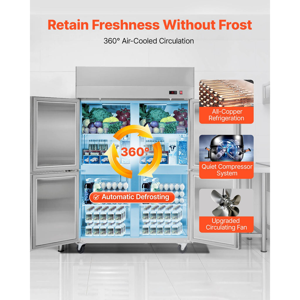 Commercial Reach-In Refrigerator with Frost-Free Auto-Defrost and Digital Temperature Control