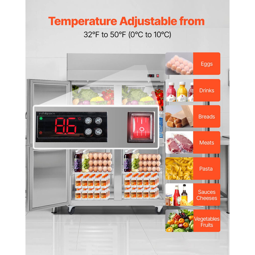 Commercial Reach-In Refrigerator with Frost-Free Auto-Defrost and Digital Temperature Control