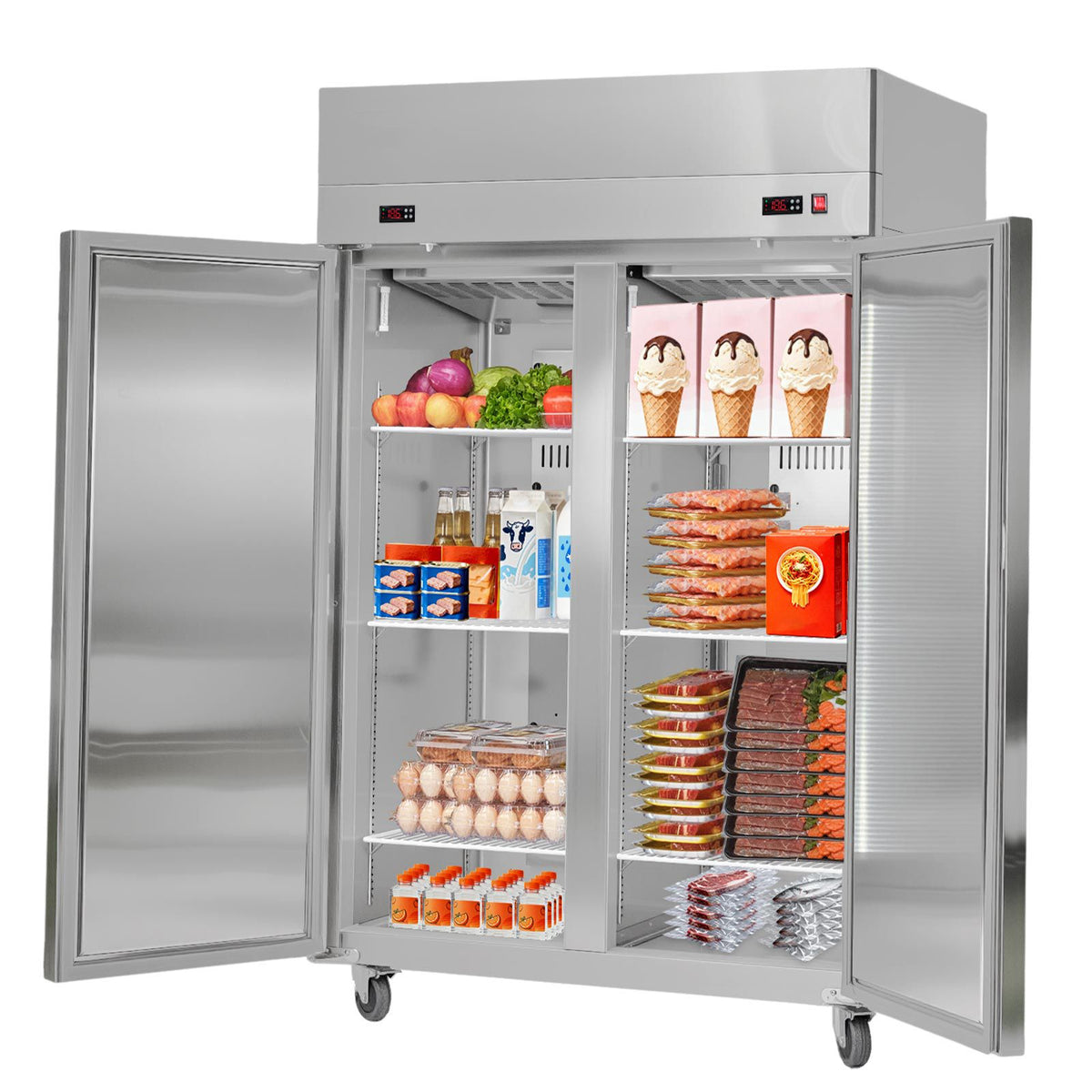 31.1 Cu. Commercial Refrigerator and Freezer Combo with Dual-Temperature Control