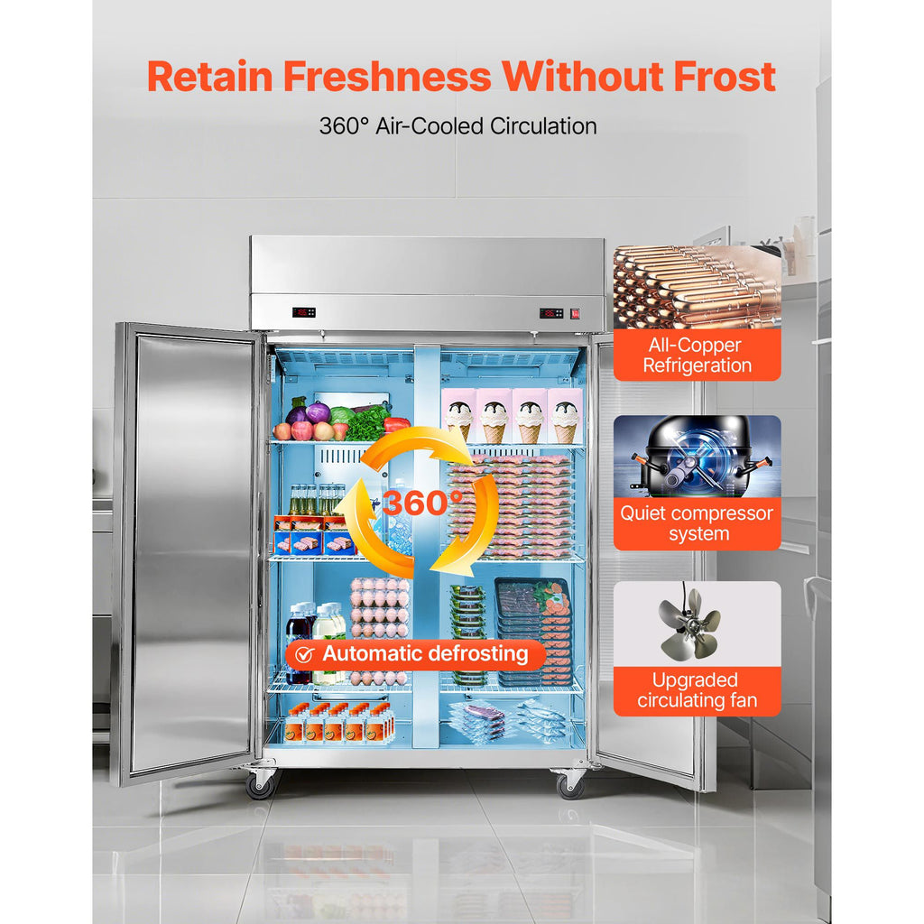 31.1 Cu. Commercial Refrigerator and Freezer Combo with Dual-Temperature Control